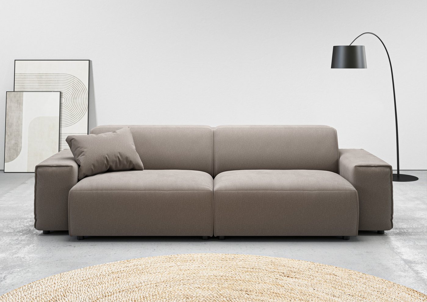 andas Big-Sofa Glimminge auch in Breitcord, Feincord + Easy care-Bezug, besondere Kedernähte Zierkissen von andas