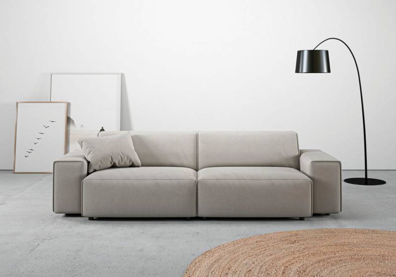 andas Big-Sofa Glimminge auch in Breitcord, Feincord + Easy care-Bezug, besondere Kedernähte Zierkissen von andas