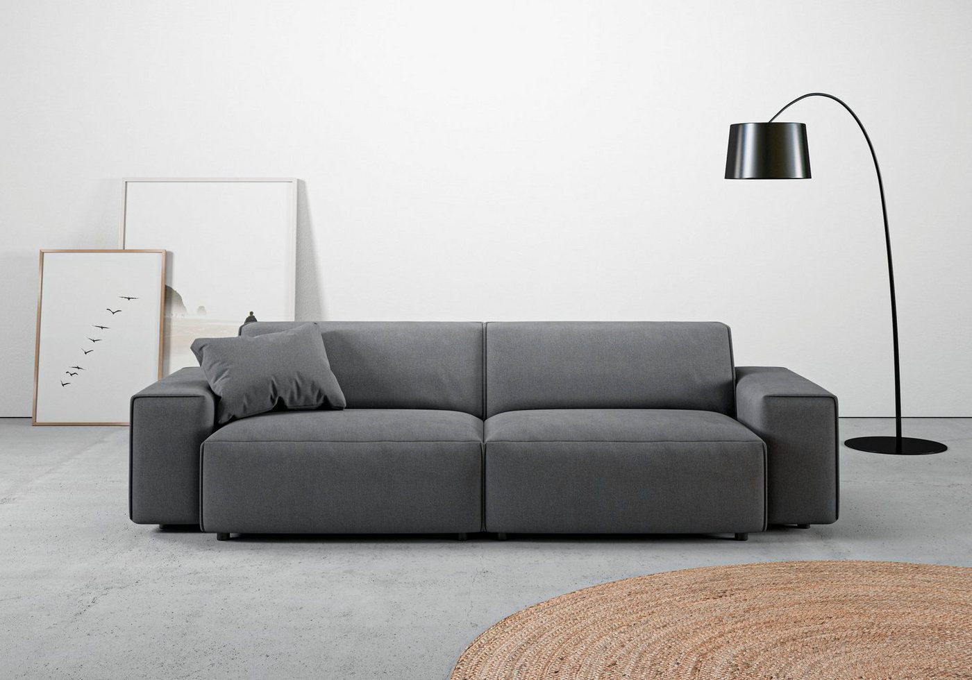 andas Big-Sofa Glimminge, besondere Kedernähte, auch in Breitcord + Easy care-Bezug, Zierkissen von andas