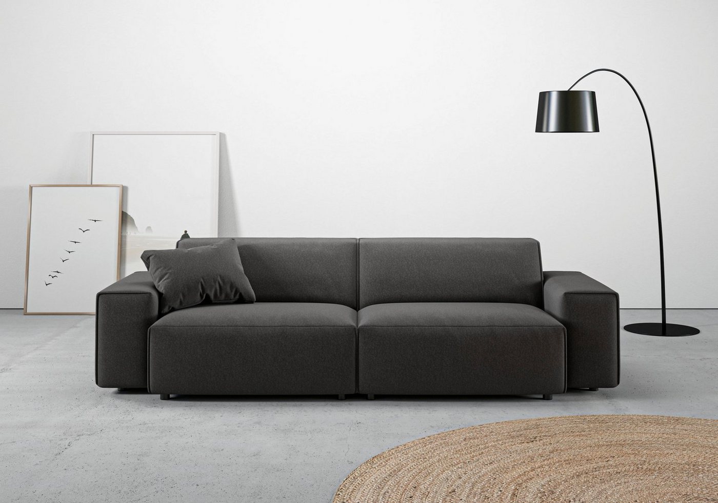 andas Big-Sofa Glimminge, besondere Kedernähte, auch in Breitcord + Easy care-Bezug, Zierkissen von andas