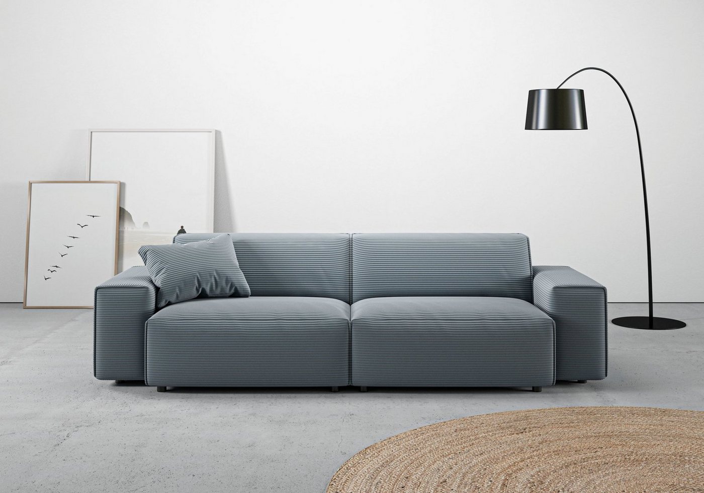 andas Big-Sofa Glimminge auch in Breitcord, Feincord + Easy care-Bezug, besondere Kedernähte Zierkissen von andas