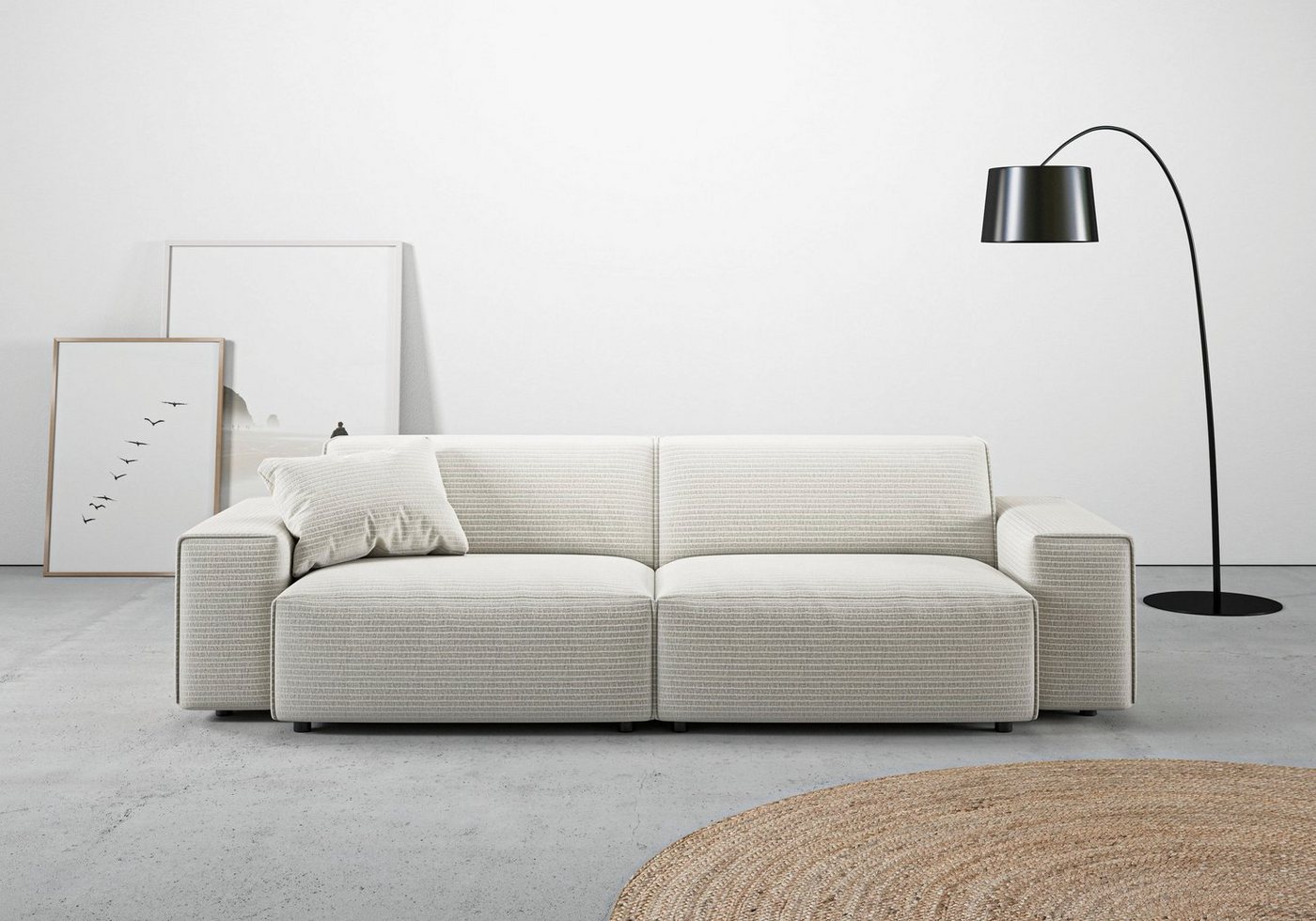 andas Big-Sofa Glimminge, besondere Kedernähte, auch in Breitcord + Easy care-Bezug, Zierkissen von andas