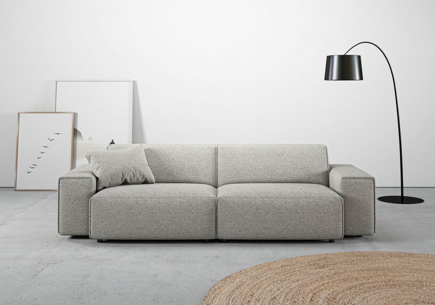 andas Big-Sofa Glimminge, besondere Kedernähte, auch in Breitcord + Easy care-Bezug, Zierkissen von andas