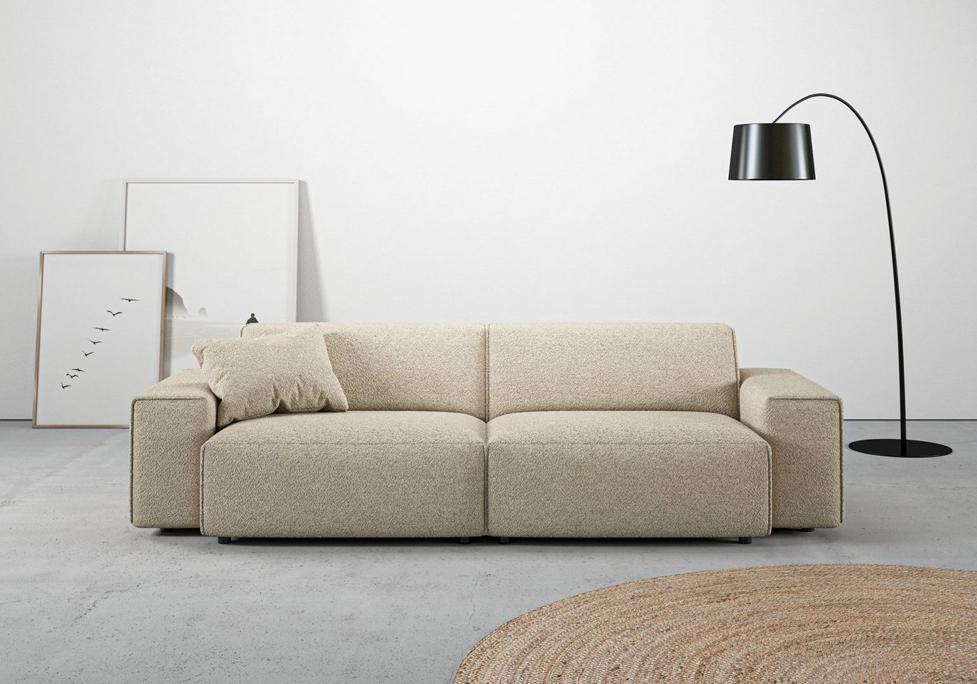 andas Big-Sofa Glimminge auch in Breitcord, Feincord + Easy care-Bezug, besondere Kedernähte Zierkissen von andas