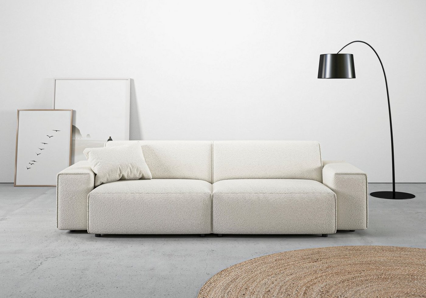 andas Big-Sofa Glimminge, besondere Kedernähte, auch in Breitcord + Easy care-Bezug, Zierkissen von andas