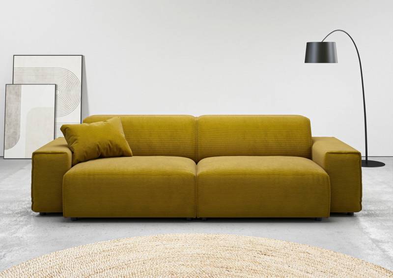 andas Big-Sofa Glimminge auch in Breitcord, Feincord + Easy care-Bezug, besondere Kedernähte Zierkissen von andas