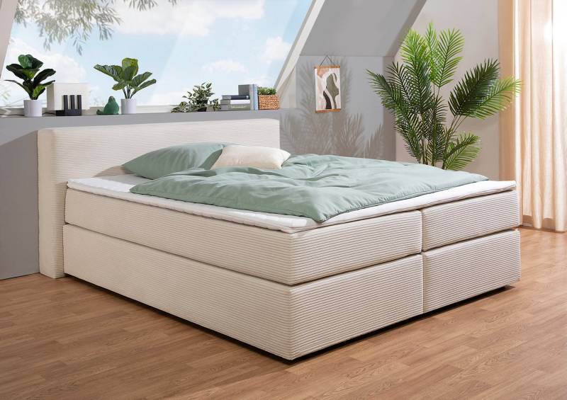 andas Boxspringbett Åby, In Cord Bezug, wahlweise mit und ohne Matrazte erhältlich von andas