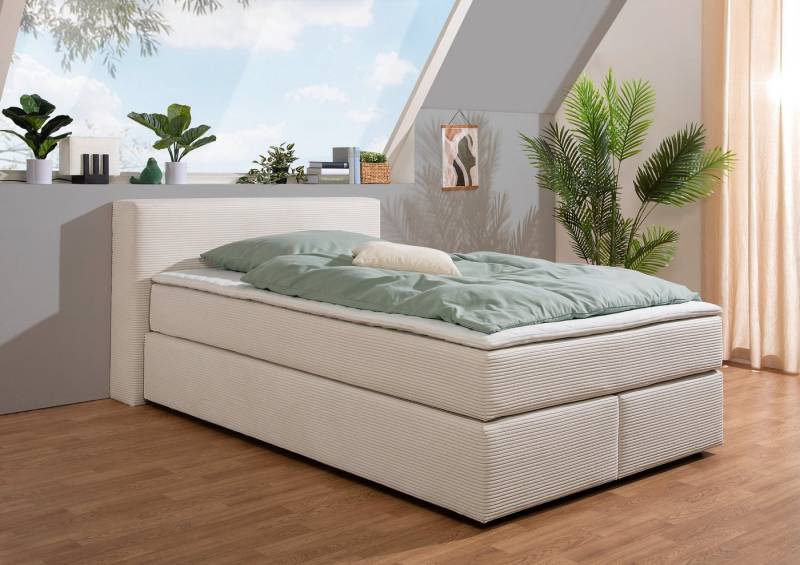 andas Boxspringbett Åby, In Cord Bezug, wahlweise mit und ohne Matrazte erhältlich von andas