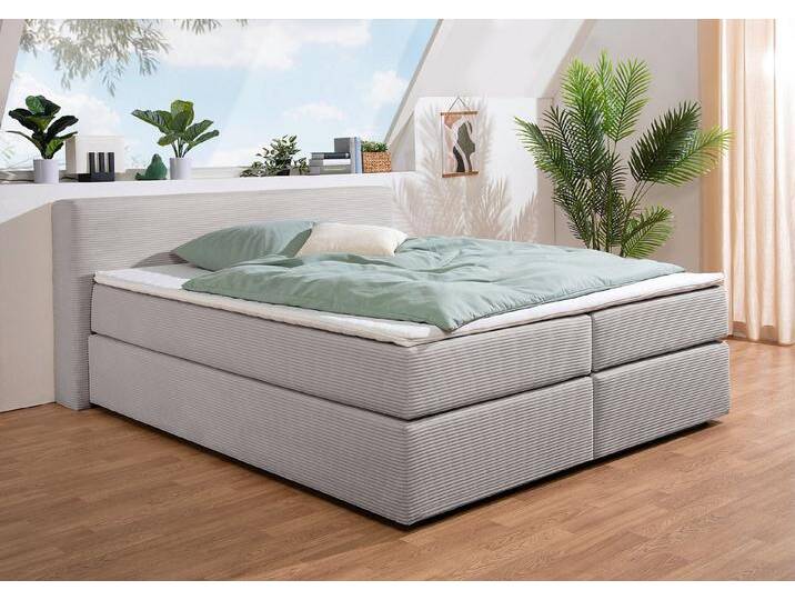 andas Boxspringbett Åby, In Cord Bezug, grau, inkl. Matratze/inkl. Topper, Bonnell-Federkernmatratze , H2 (80 kg), grau von andas