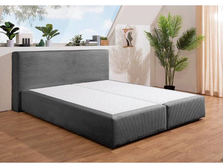 andas Boxspringbett Åby, In Cord Bezug, grau, ohne Matratze/ohne Topper, ohne Matratze , kein Härtegrad (0 kg), anthrazit von andas