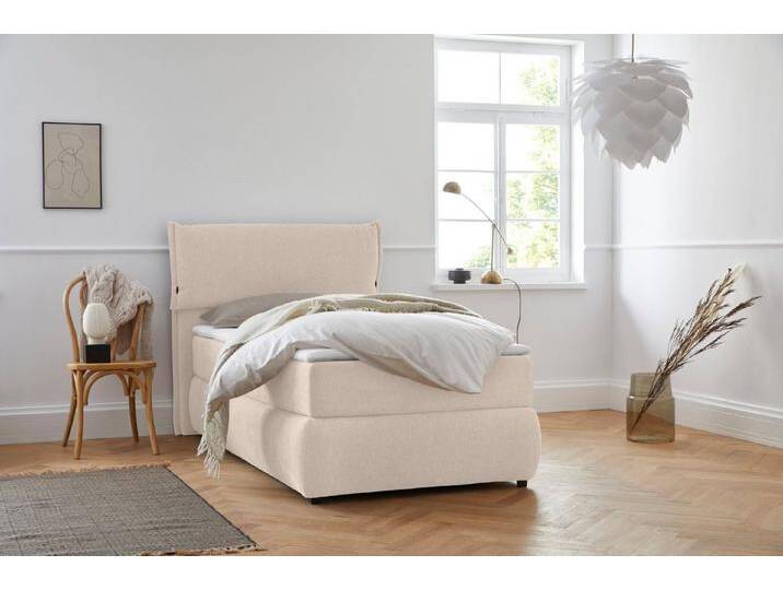 andas Boxspringbett Jenson, in 4 Farben, 4 Breiten, 3 Matratzenarten in 2 Härtegraden, Topper, beige, Bonnell-Federkernmatratze , H2 (80 kg), beige von andas