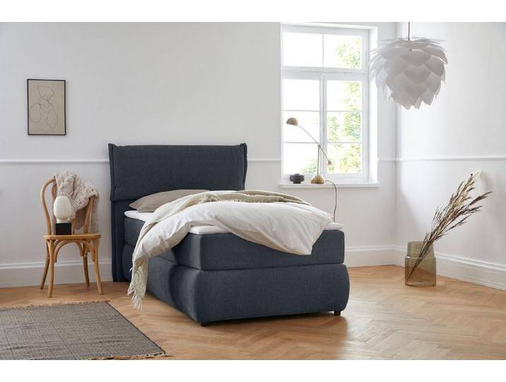 andas Boxspringbett Jenson, in 4 Farben, 4 Breiten, 3 Matratzenarten in 2 Härtegraden, Topper, blau, Bonnell-Federkernmatratze , H2 (80 kg), blau von andas