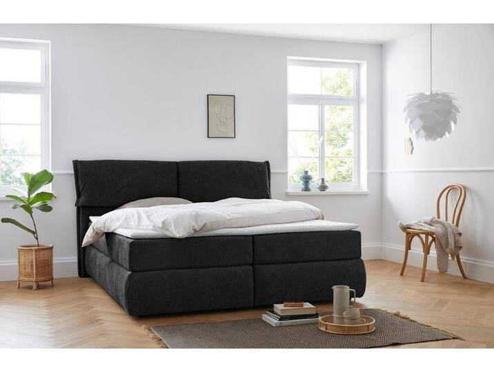 andas Boxspringbett Jenson, in 4 Farben, 4 Breiten, 3 Matratzenarten in 2 Härtegraden, Topper, grau, Bonnell-Federkernmatratze , H2 (80 kg), anthrazit von andas