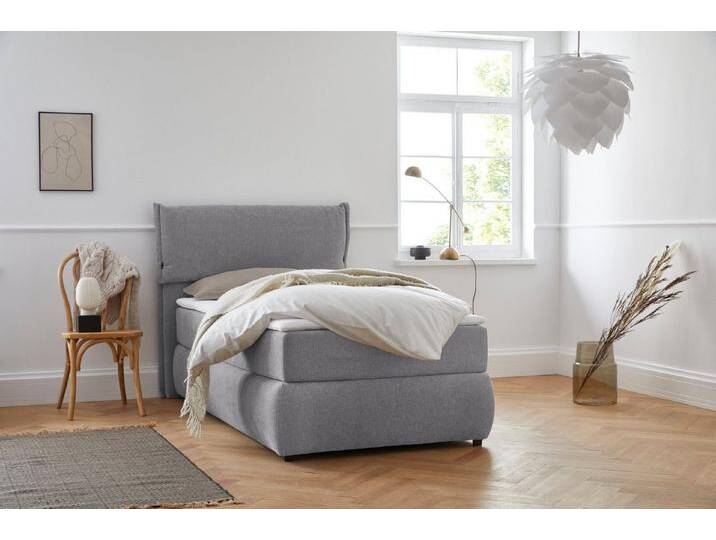 andas Boxspringbett Jenson, in 4 Farben, 4 Breiten, 3 Matratzenarten in 2 Härtegraden, Topper, grau, Bonnell-Federkernmatratze , H2 (80 kg), grau von andas