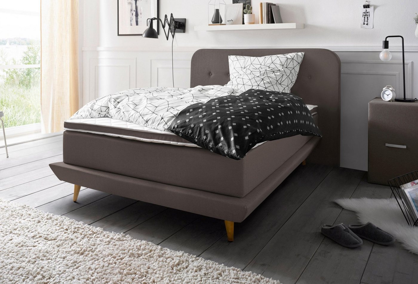 andas Boxspringbett Premium, Steppung mit Knopfheftung, inkl. Topper von andas