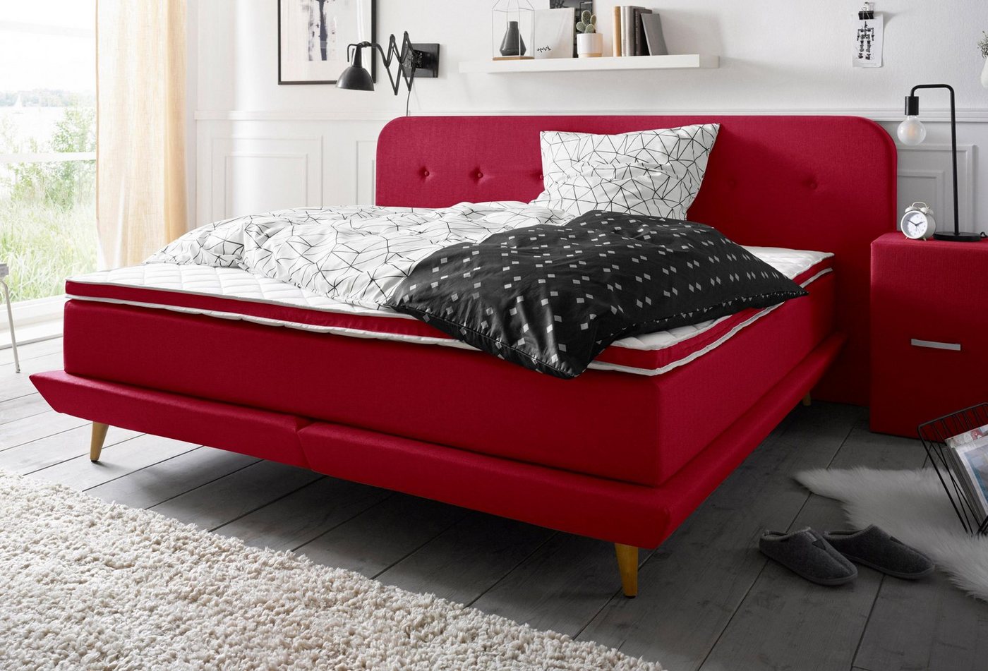 andas Boxspringbett Premium, Steppung mit Knopfheftung, inkl. Topper von andas