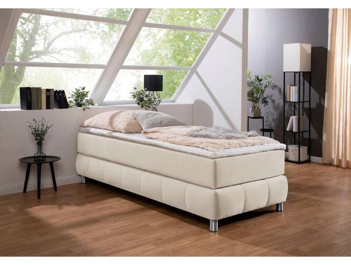 andas Boxspringbett Salo, Ohne Kopfteil, inkl. Topper, auch in Überlänge 220 cm, beige, 7-Zonen-Kaltschaummatratze , H2 (80 kg), beige von andas