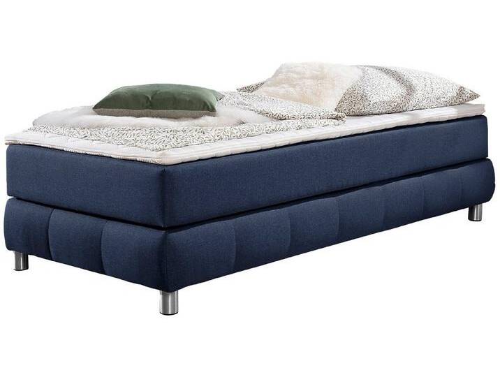 andas Boxspringbett Salo, Ohne Kopfteil, inkl. Topper, auch in Überlänge 220 cm, blau, 7-Zonen-Kaltschaummatratze , H2 (80 kg), blau von andas