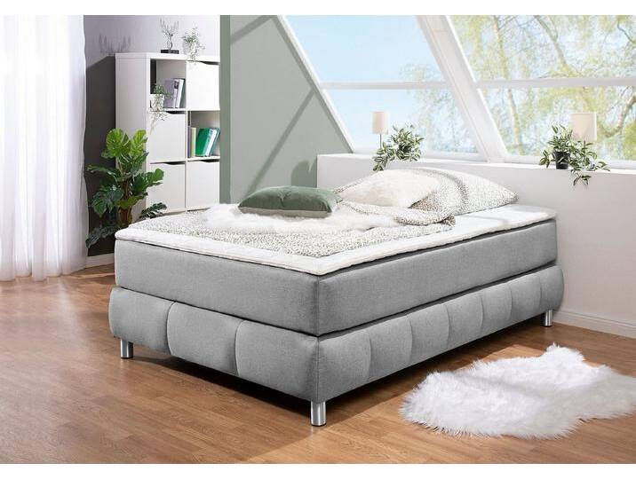 andas Boxspringbett Salo, Ohne Kopfteil, inkl. Topper, auch in Überlänge 220 cm, grau, 7-Zonen-Kaltschaummatratze , H2 (80 kg), grau von andas