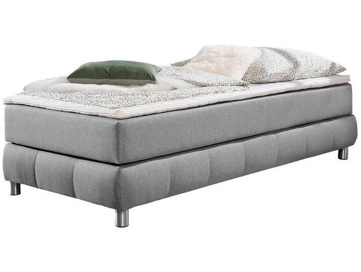 andas Boxspringbett Salo, Ohne Kopfteil, inkl. Topper, auch in Überlänge 220 cm, grau, 7-Zonen-Kaltschaummatratze , H3 (100 kg), grau von andas