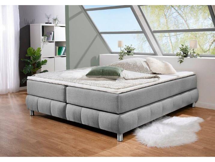 andas Boxspringbett Salo, Ohne Kopfteil, inkl. Topper, auch in Überlänge 220 cm, grau, Bonnell-Federkernmatratze , H2 (80 kg), grau von andas