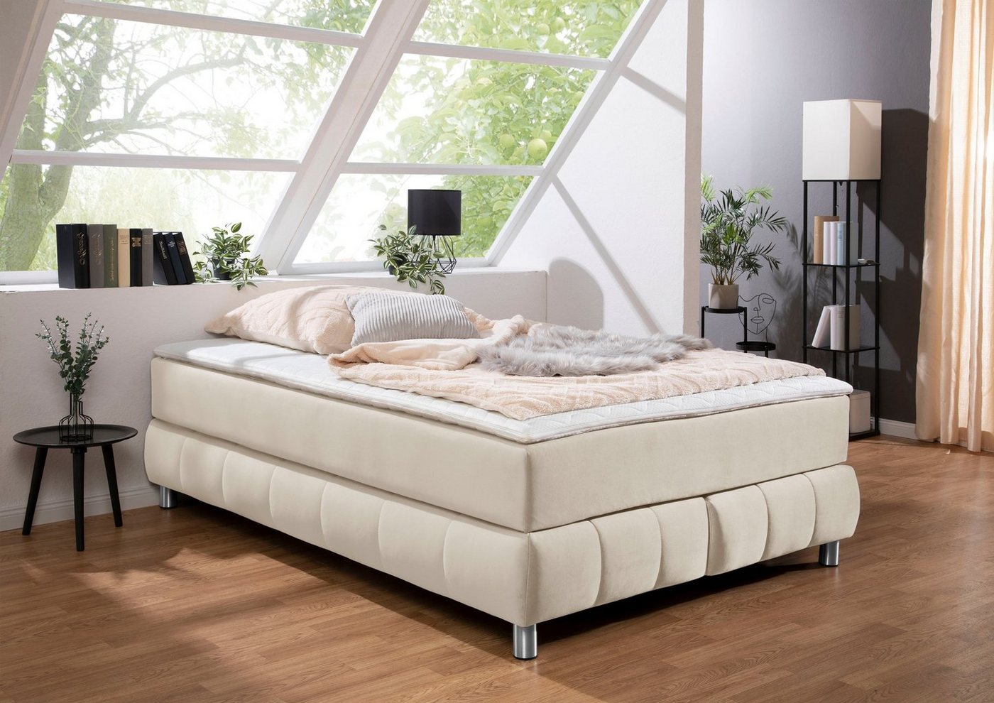 andas Boxspringbett Salo, Ohne Kopfteil, inkl. Topper, auch in Überlänge 220 cm von andas