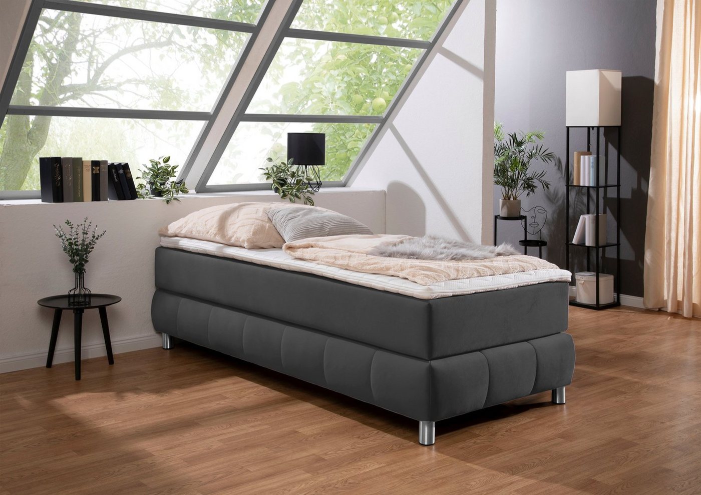 andas Boxspringbett Salo, Ohne Kopfteil, inkl. Topper, auch in Überlänge 220 cm von andas