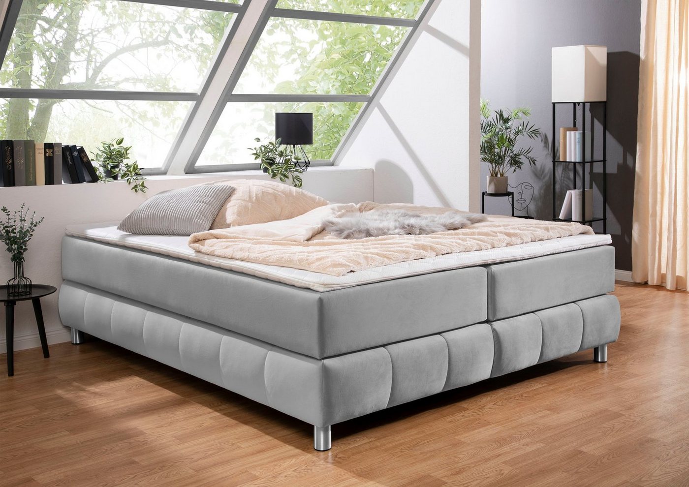 andas Boxspringbett Salo, Ohne Kopfteil, inkl. Topper, auch in Überlänge 220 cm von andas