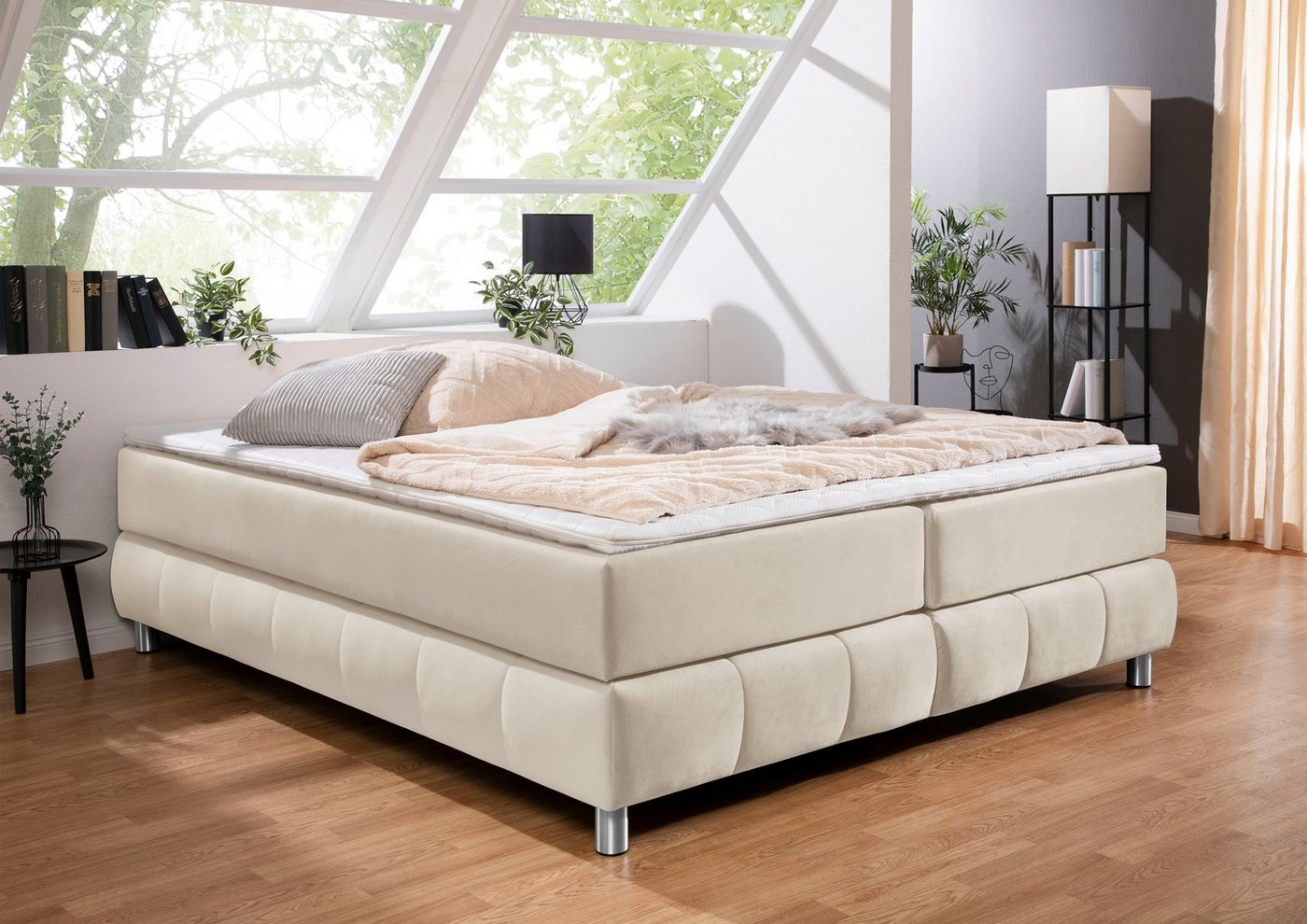 andas Boxspringbett Salo, Ohne Kopfteil, inkl. Topper, auch in Überlänge 220 cm von andas