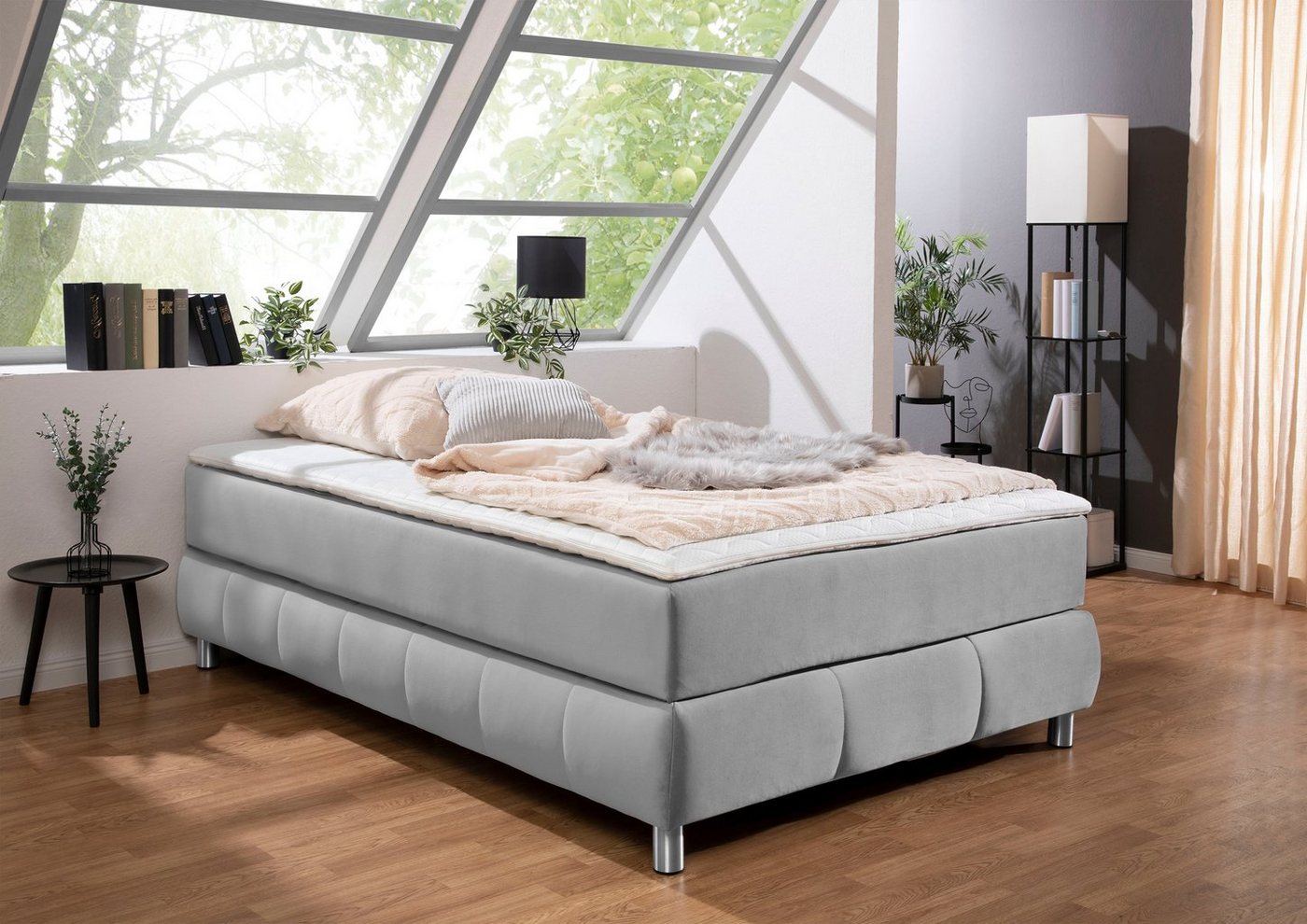 andas Boxspringbett Salo, Ohne Kopfteil, inkl. Topper, auch in Überlänge 220 cm von andas