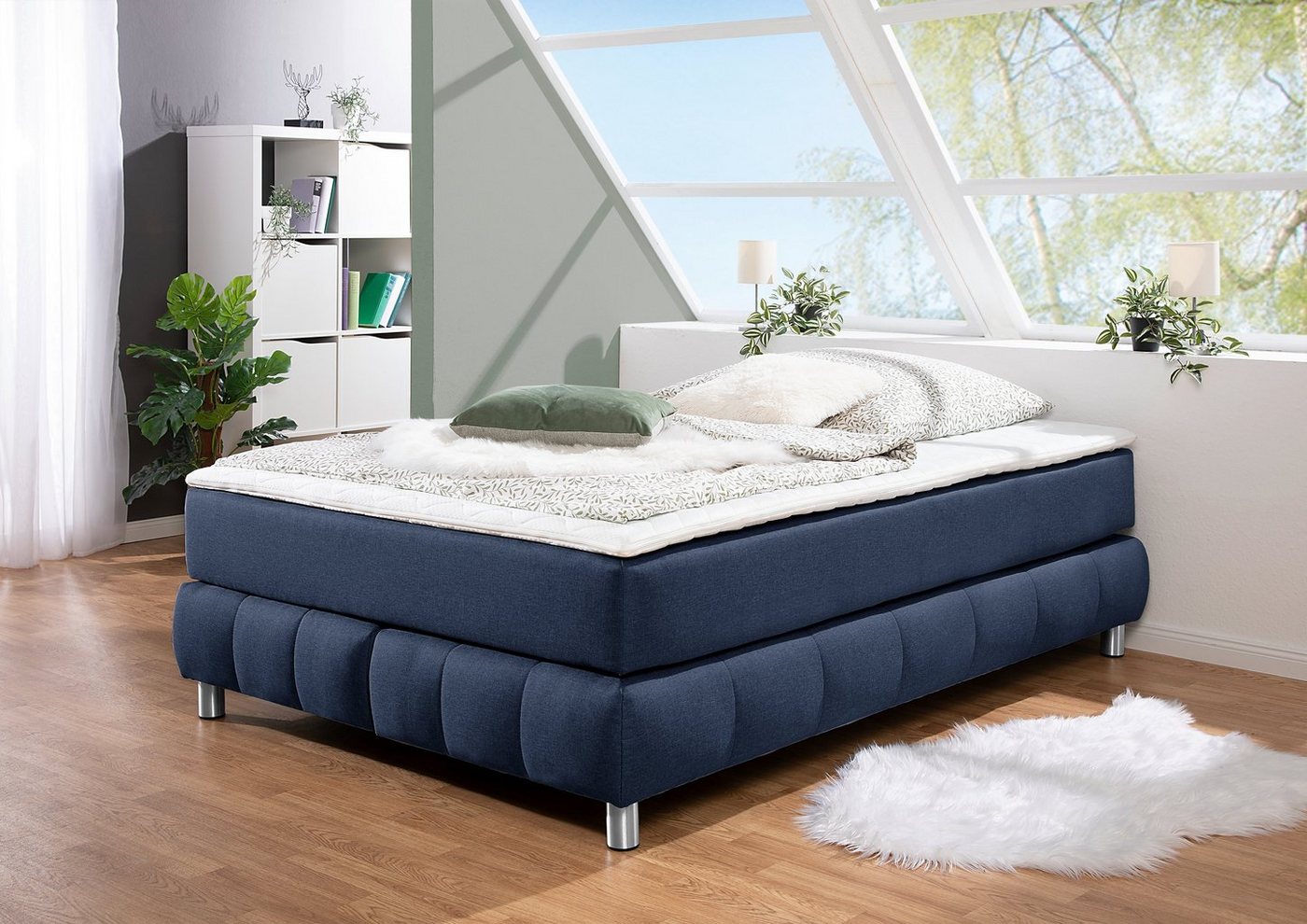 andas Boxspringbett Salo, Ohne Kopfteil, inkl. Topper, auch in Überlänge 220 cm von andas