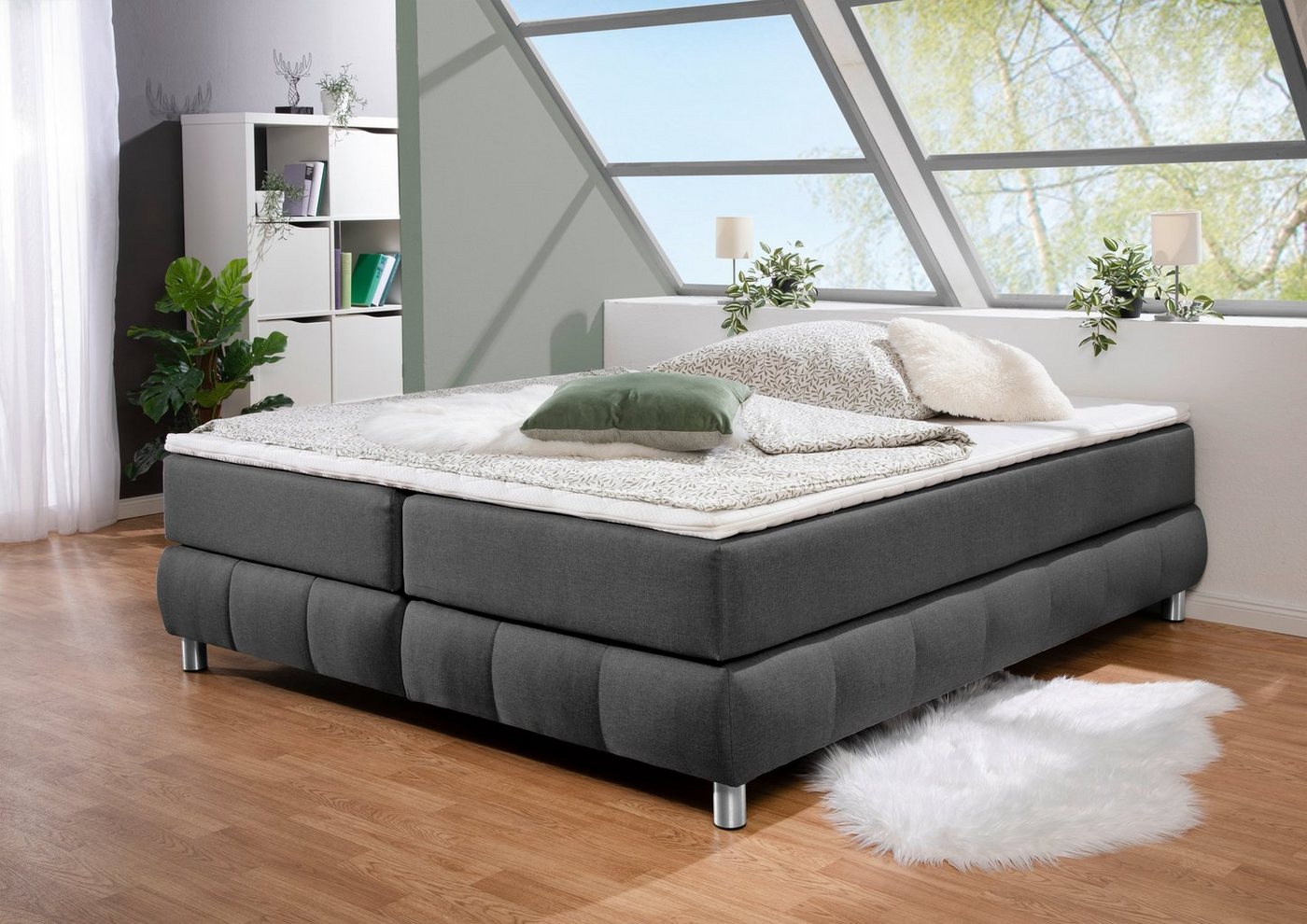 andas Boxspringbett Salo, Ohne Kopfteil, inkl. Topper, auch in Überlänge 220 cm von andas