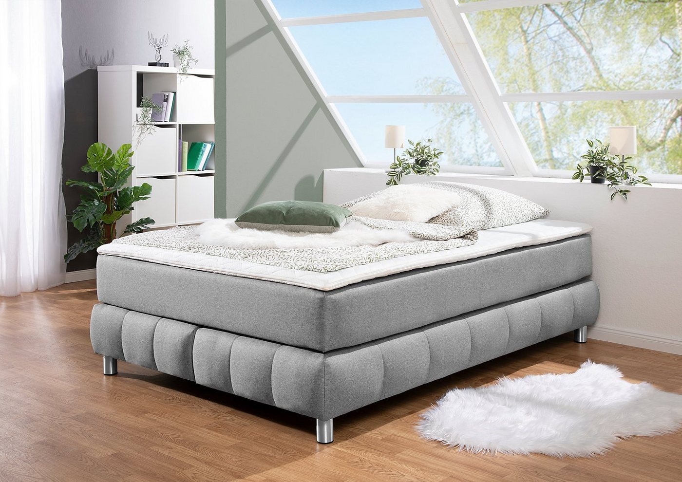 andas Boxspringbett Salo, Ohne Kopfteil, inkl. Topper, auch in Überlänge 220 cm von andas