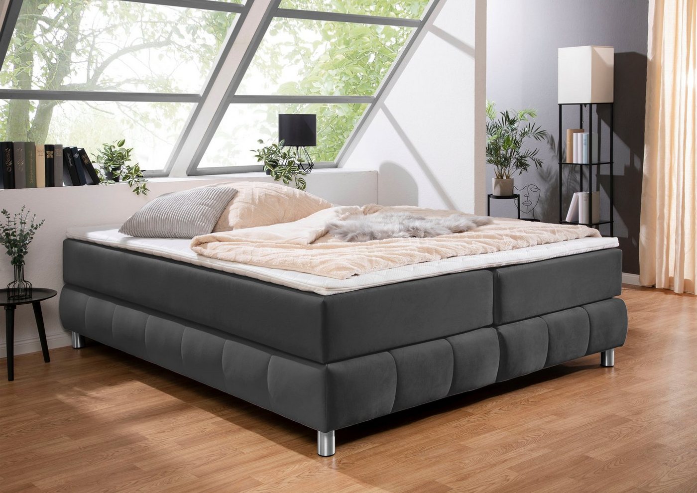 andas Boxspringbett Salo, Ohne Kopfteil, inkl. Topper, auch in Überlänge 220 cm von andas