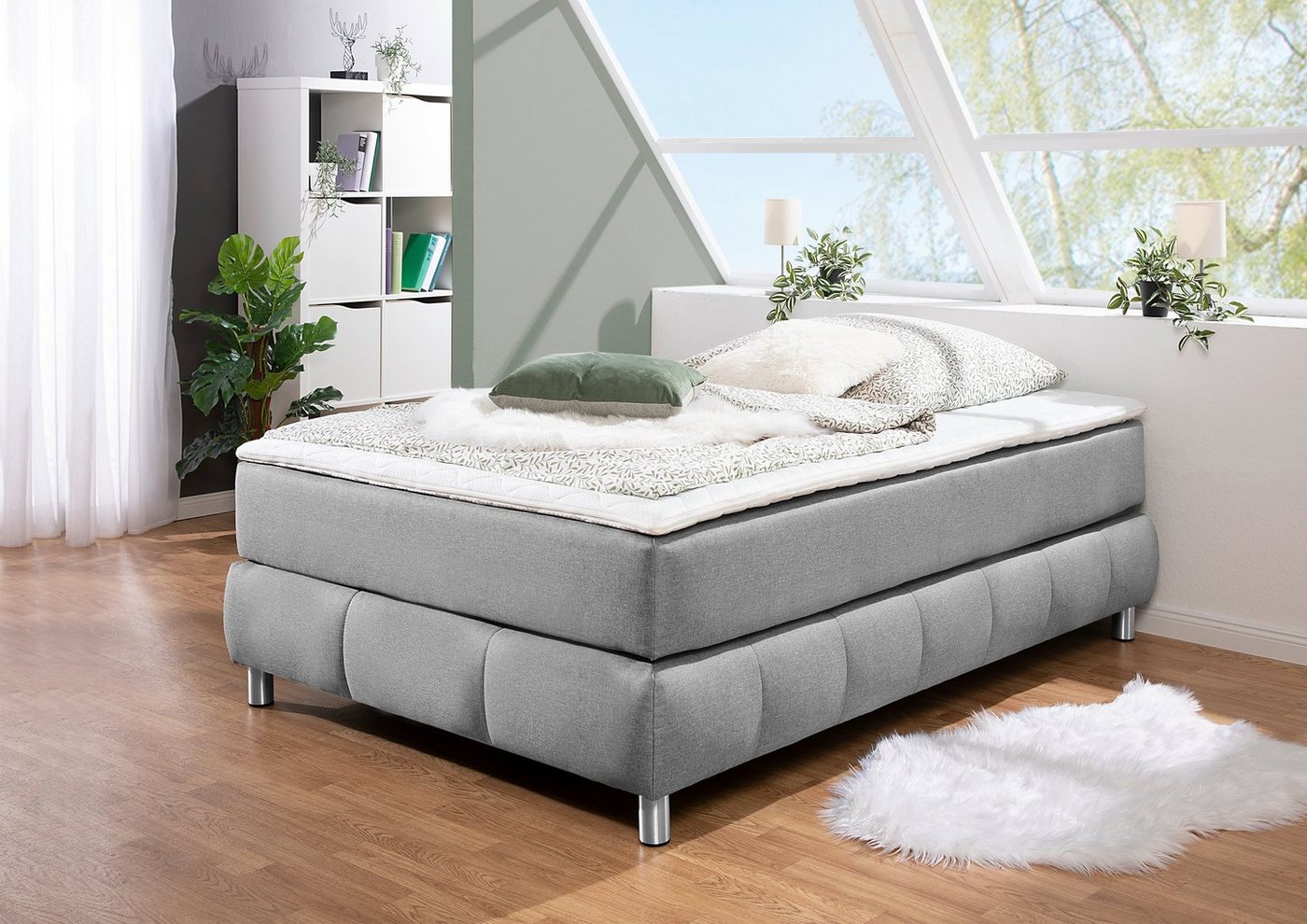 andas Boxspringbett Salo, Ohne Kopfteil, inkl. Topper, auch in Überlänge 220 cm von andas