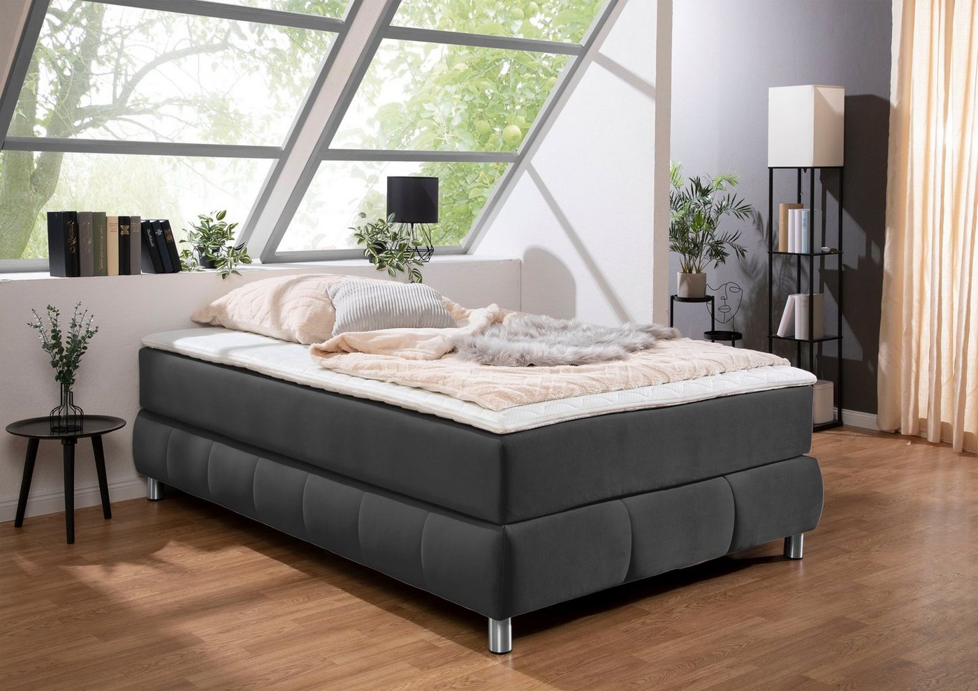 andas Boxspringbett Salo, Ohne Kopfteil, inkl. Topper, auch in Überlänge 220 cm von andas