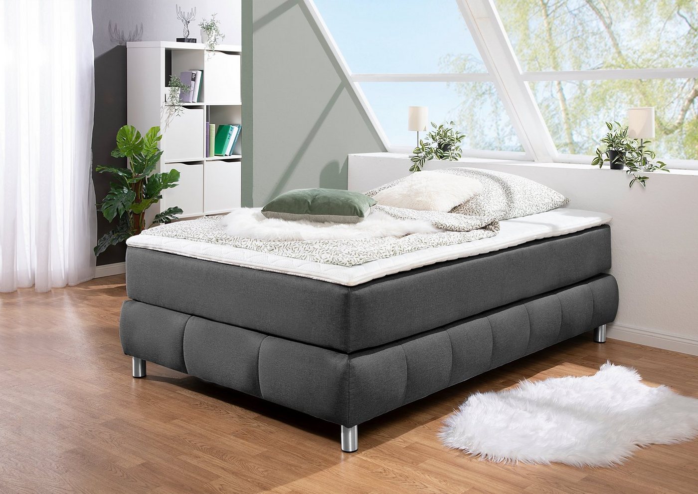 andas Boxspringbett Salo, Ohne Kopfteil, inkl. Topper, auch in Überlänge 220 cm von andas