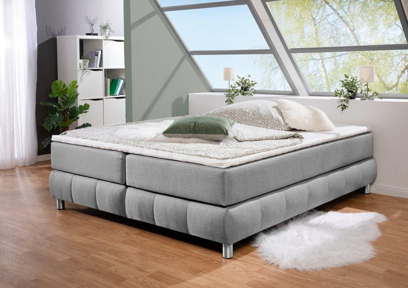 andas Boxspringbett Salo, Ohne Kopfteil, inkl. Topper, auch in Überlänge 220 cm von andas