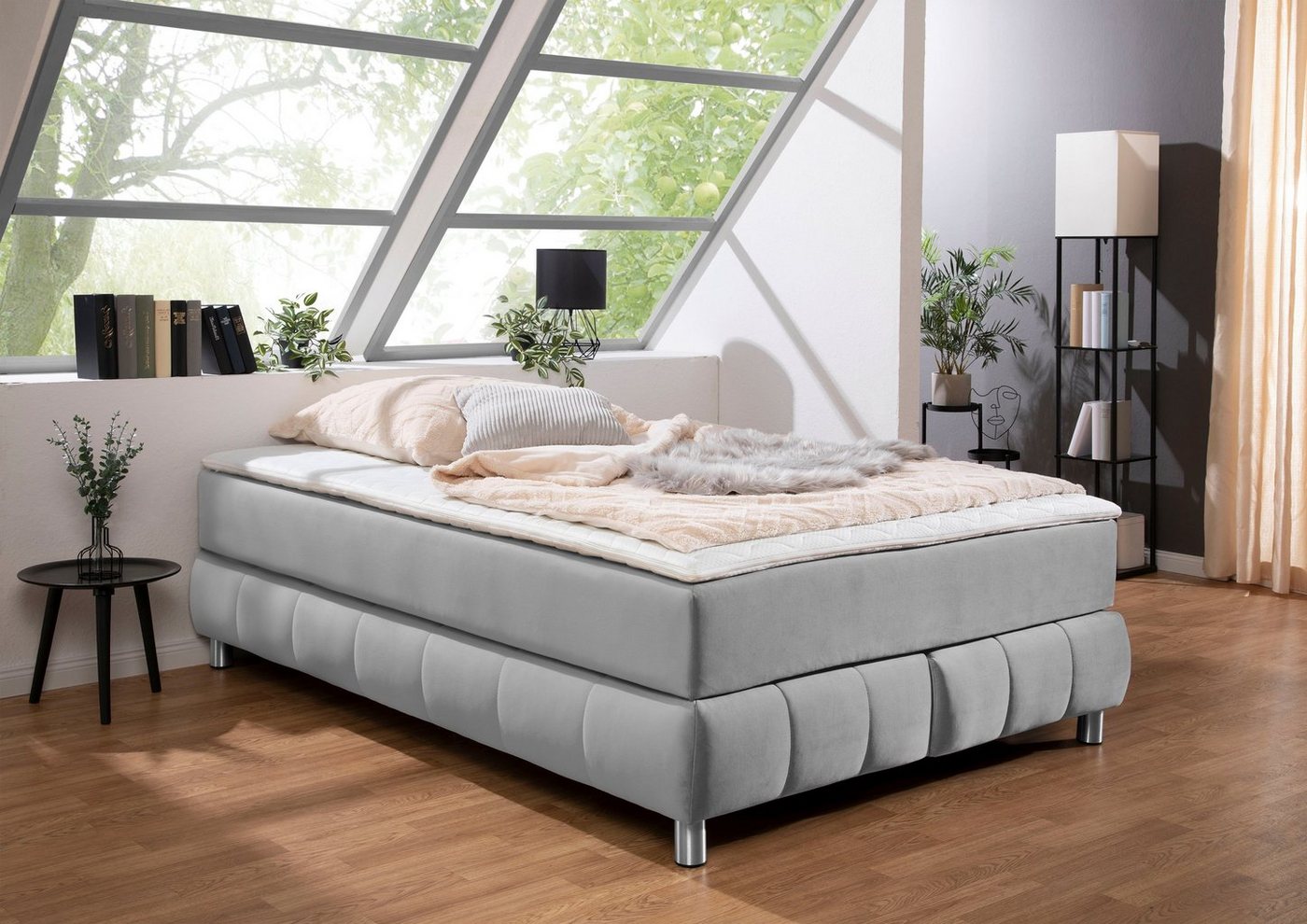 andas Boxspringbett Salo, Ohne Kopfteil, inkl. Topper, auch in Überlänge 220 cm von andas