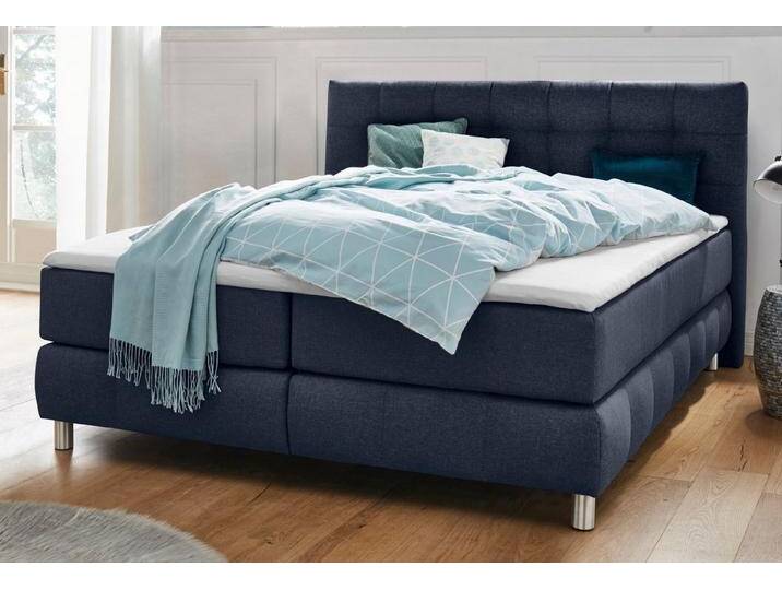 andas Boxspringbett Salo, incl. Topper, 6 Breiten, 2 Härtegrade, TFK auch in Härtegrad 4, blau, 7-Zonen-Kaltschaummatratze , H3 (100 kg), blau von andas