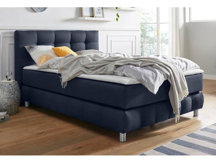 andas Boxspringbett Salo, incl. Topper, 6 Breiten, 2 Härtegrade, TFK auch in Härtegrad 4, blau, Bonnell-Federkernmatratze , H2 (80 kg), blau von andas