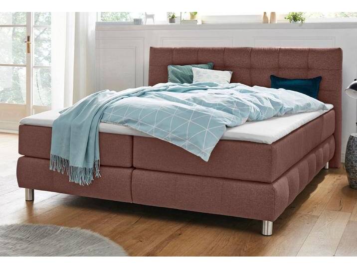 andas Boxspringbett Salo, incl. Topper, 6 Breiten, 2 Härtegrade, TFK auch in Härtegrad 4, braun, 7-Zonen-Tonnentaschen-Federkernmatratze , H2 (80 kg) von andas