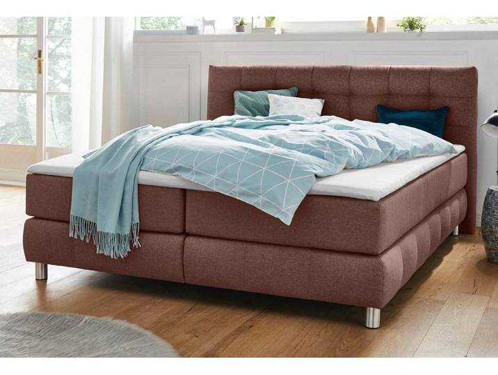 andas Boxspringbett Salo, incl. Topper, 6 Breiten, 2 Härtegrade, TFK auch in Härtegrad 4, braun, 7-Zonen-Tonnentaschen-Federkernmatratze , H3 (100 kg) von andas