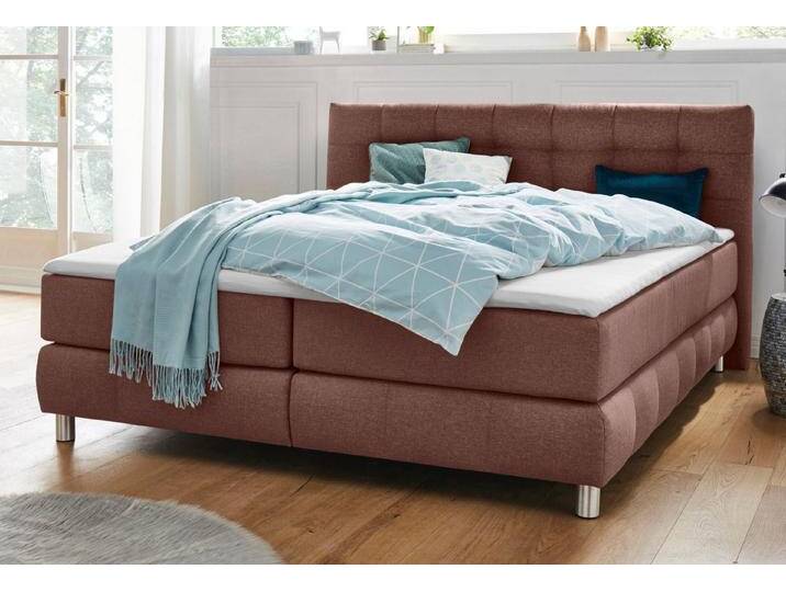 andas Boxspringbett Salo, incl. Topper, 6 Breiten, 2 Härtegrade, TFK auch in Härtegrad 4, braun, 7-Zonen-Tonnentaschen-Federkernmatratze , H4 (120 kg) von andas
