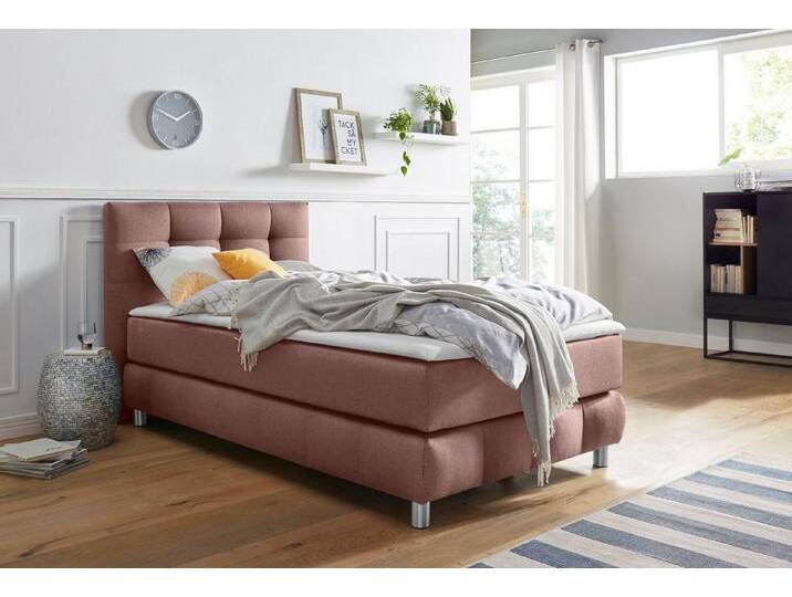 andas Boxspringbett Salo, incl. Topper, 6 Breiten, 2 Härtegrade, TFK auch in Härtegrad 4, braun, Bonnell-Federkernmatratze , H3 (100 kg), braun von andas