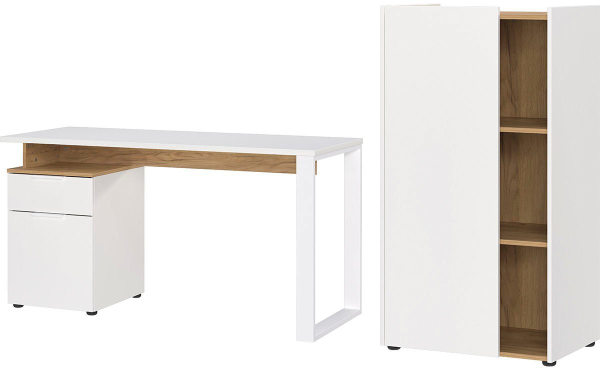 andas Büromöbel-Set Njavve bestehend aus Schreibtisch, (2-St), inkl. Container & Aktenschrank (Höhe 115 cm), Made in Germany von andas