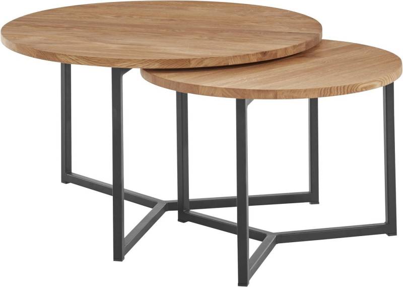 andas Couchtisch Likta (Gesamtmaße 1 D/H: 73/41 & 2 D/H: 56/39 cm), aus Eichenholz, FSC® zertifiziert, 2er-Set, stabiles Metallgestell andas Couchtisch Likta (Gesamtmaße 1 D/H: 73/41 & 2 D/H: 56/39 cm), aus Eichenholz, FSC® zertifiziert, 2er-Set, stabiles Metallgestell von andas