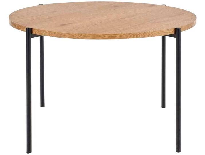 andas Couchtisch Vantaa (B/T/H: 60/60/45 cm), Esstisch, Tischplatte aus Eichenholz, D Ø 60 cm, Metallgestell, beige von andas