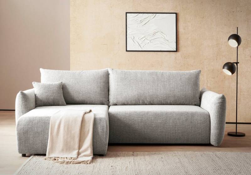 andas Ecksofa MAVAS Schlafsofa mit Bettkasten, L-Form, ca.257/127cm (Liegefläche 212/145 cm), Cord, Chenille, Struktur von andas