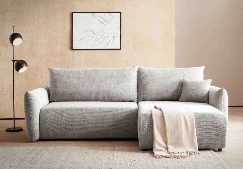 INOSIGN Ecksofa MAVAS Schlafsofa mit Bettkasten, L-Form, ca.257/127cm (Liegefläche 212/145 cm), Cord, Chenille, Struktur von INOSIGN